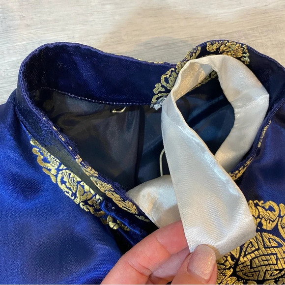 Vintage Asian Smoking Jacket Embroidered Dragon 🐉 - Picture 5 of 16